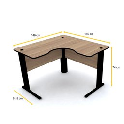 MESA EM L P/ ESCRITÓRIO 140X140 PANDIN MAXXI - NATURALLE/PRETO ETP1414 - 2
