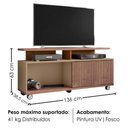 Ver imagem 3 de Rack Bancada TV 52 pol 136 cm Topazio Fendi Freijo Bechara