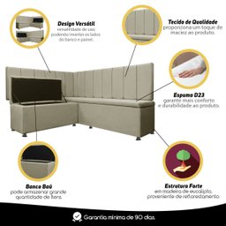 Canto Alemão 4 Lugares para Lanchonete 1,25x1,60m Liso Bege Sofa Store - 8