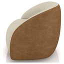 Ver imagem 4 de Poltrona Eva 87cm Giratoria Boucle Suave Bege Corino Terracota Premiun para Sala Luxo