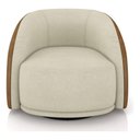 Ver imagem 3 de Poltrona Eva 87cm Giratoria Boucle Suave Bege Corino Terracota Premiun para Sala Luxo