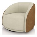 Ver imagem 2 de Poltrona Eva 87cm Giratoria Boucle Suave Bege Corino Terracota Premiun para Sala Luxo