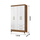Ver imagem 2 de Guarda Roupa Solteiro 4 portas 2 gavetas Naturale / Branco Chile - Moval