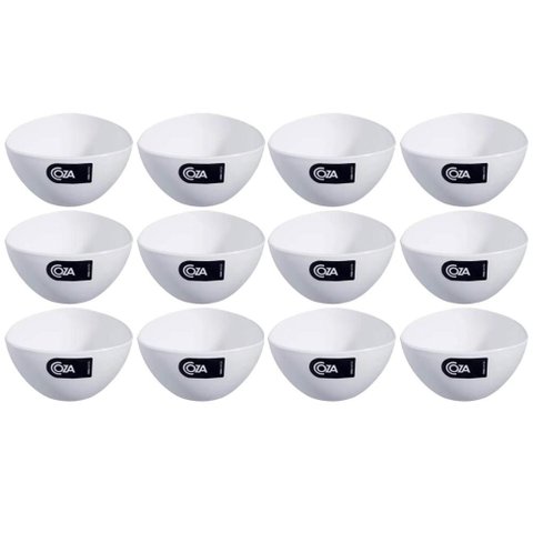 12 Cremeiras 250ml Cumbuca Plástica Branca Petiscos Potes Triangulares Coza