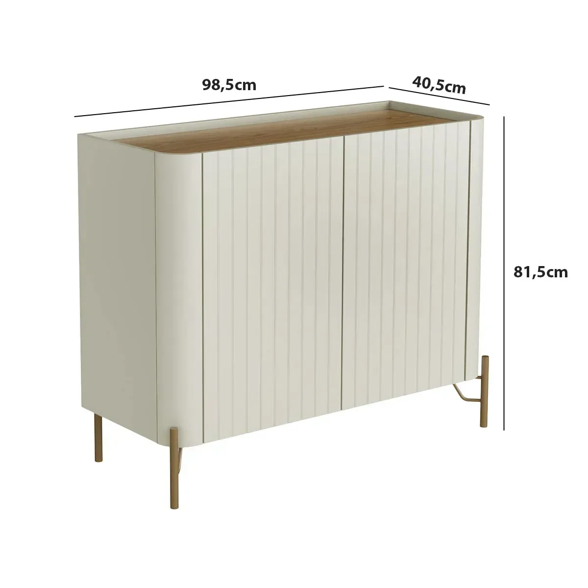 Ver imagem 4 de Buffet Mdf com Gaveta e Porta Brise L98,5 X A81,5cm Louro/luna/dourado F830b