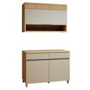 Ver imagem 2 de Cozinha Completa Modulada 2 Peças 3 Portas 2 Gavetas 100% MDF Realeza Premium Bege/Carvalho/Greige