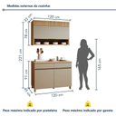 Ver imagem 3 de Cozinha Completa Modulada 2 Peças 3 Portas 2 Gavetas 100% MDF Realeza Premium Bege/Carvalho/Greige