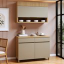 Ver imagem 1 de Cozinha Completa Modulada 2 Peças 3 Portas 2 Gavetas 100% MDF Realeza Premium Bege/Carvalho/Greige