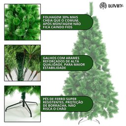 Árvore de Natal Pompom Mesclada 2.10m 577 Galhos Pinheiro Luxo Luvinco - 2