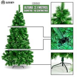 Árvore de Natal Pompom Mesclada 2.10m 577 Galhos Pinheiro Luxo Luvinco - 3
