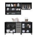 Ver imagem 2 de Cozinha Modulada Compacta Fidelitá Mônaco 4 Peças 200cm 9 Portas 2 Gavetas com Tampo Chumbo/titâ