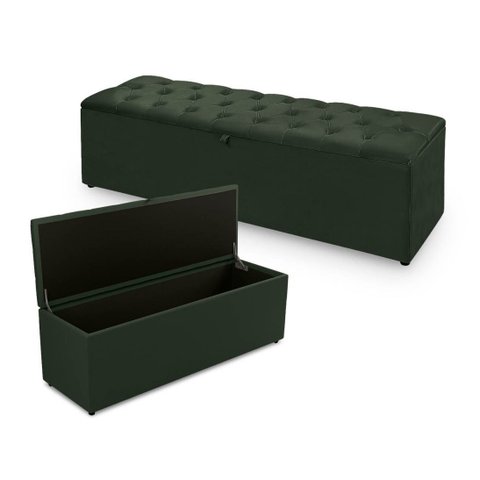 Recamier com Baú Treviso 80cm em Tecido Tipo Linho