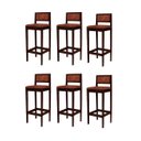 Ver imagem 2 de Kit 6 Banquetas Madeira Espaço Gourmet Estofadas com Encosto:Imbuia com Sintetico Whisky