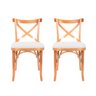 Conjunto 2 Cadeiras Madeira Amêndoa Encosto em X Assento Estofado - 1