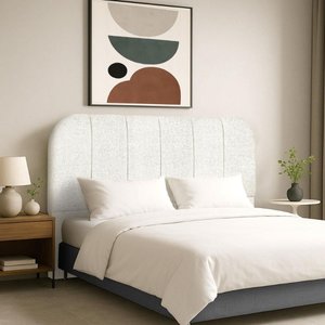 Cabeceira Cama Box Queen 160 Cm Estofada Revestida em Bouclé Luxo