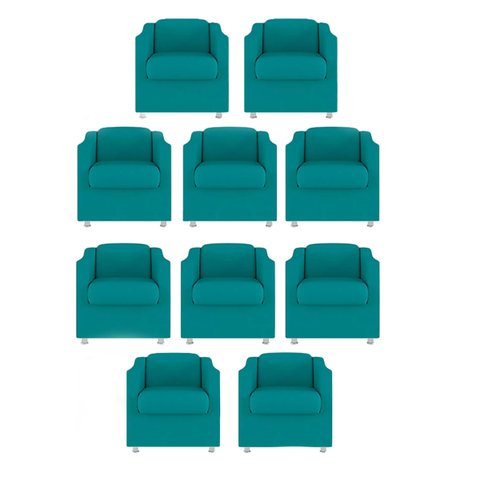 Kit 10 Poltronas Decorativa Tilla Suede Azul Tifany - Twdecora