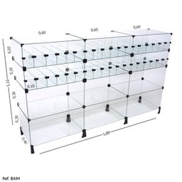 Balcão Baleiro Modulado em Vidro - 1,80 x 1,10 x 0,40 - 1