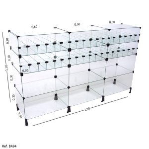 Balcão Baleiro Modulado em Vidro - 1,80 x 1,10 x 0,40