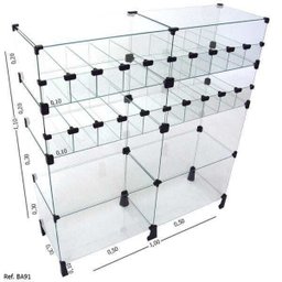 Balcão de Atendimento Modulado em Vidro - 1,00 x 1,10 x 0,30 - 1