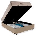 Ver imagem 6 de Cama Box Baú Queen Suede Bipartido + Colchão Ortobom Airtech Molas Ensacadas 158x198x65 Bege