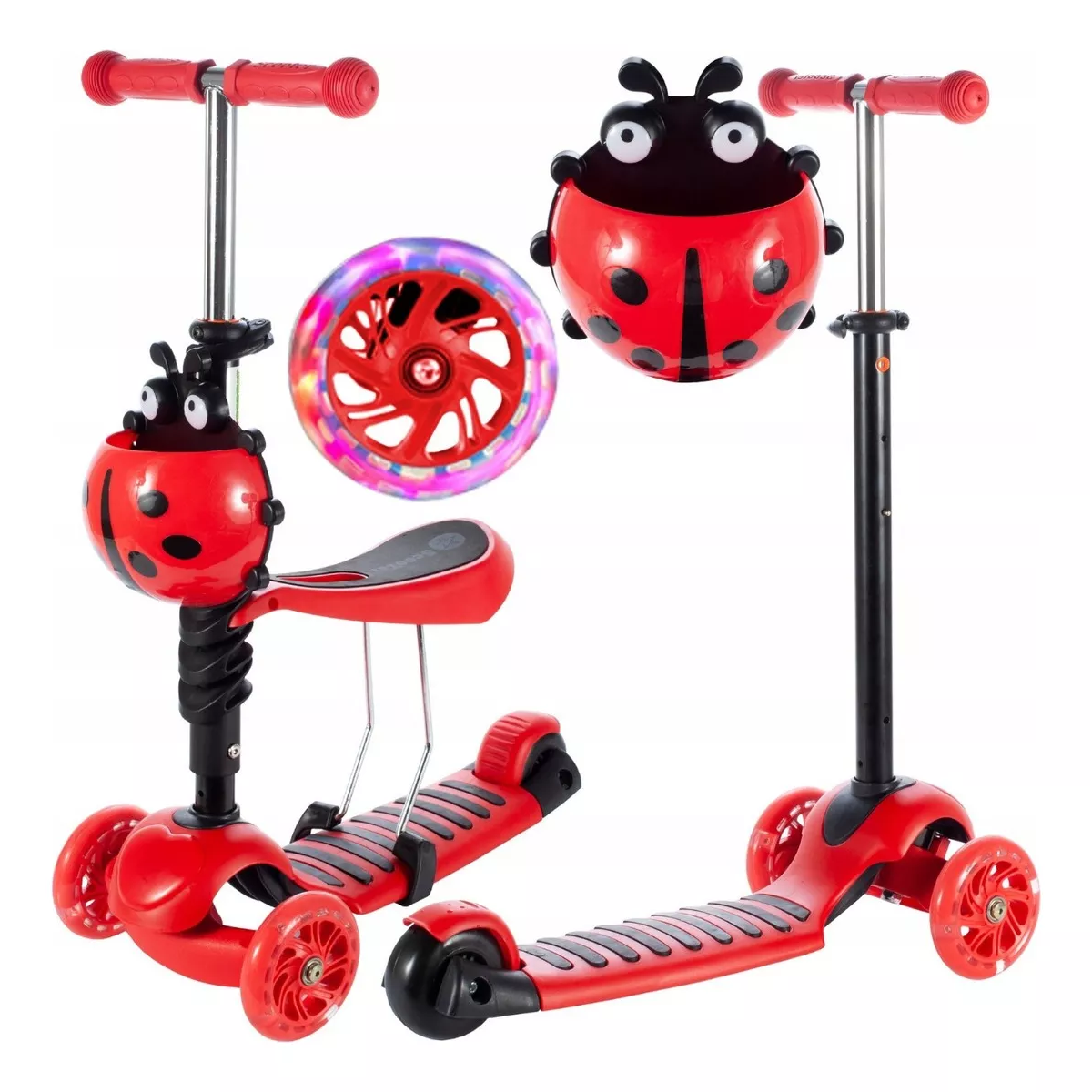 Patinete Infantil 3 Rodas Juvenil Infanto Com Banco Scooter:Vermelho ...