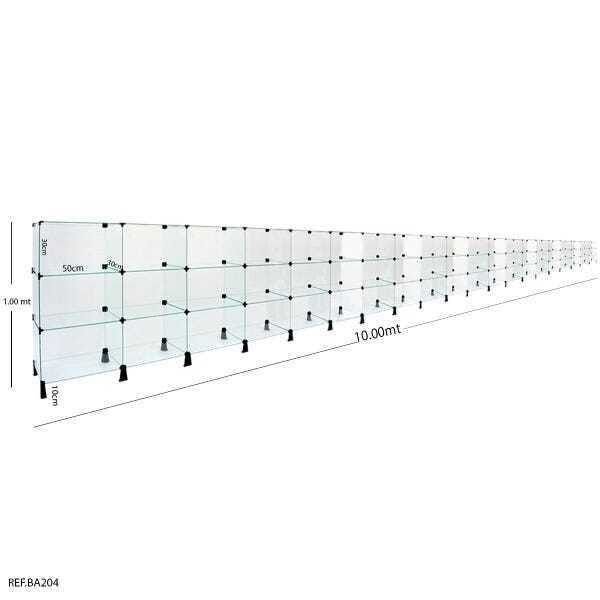 Balcão de Atendimento Modulado em Vidro - 10,00 X 1,00 X 0,30