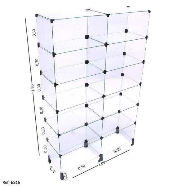 Estante de Vidro Modulado - 1,00 x 1,90 x 0,30