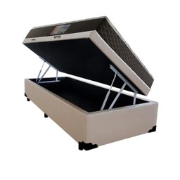 Cama Box Baú Solteiro Colchão Mola Bonnel Acolchões + Box Sintético 61x88x188 - Bege - 1