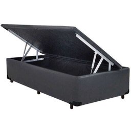 Cama Box Baú Solteiro Colchão Mola Bonnel Acolchões + Box Sintético 61x88x188 - Cinza - 2