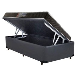 Cama Box Baú Solteiro Colchão Mola Bonnel Acolchões + Box Sintético 61x88x188 - Cinza - 1