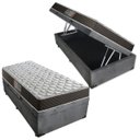 Ver imagem 1 de Cama Box Baú Solteiro Colchão Mola Bonnel Acolchões + Box Suede 61x88x188 - Cinza