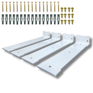 Kit 4 Suportes de Prateleira Largo 30cm Aço Reforçado Estilo Moderno Mão Francesa Branco