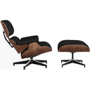 Ver imagem 1 de Poltrona com Puff Charles Eames Madeira Imbúia Couro Natural Legitimo:preto