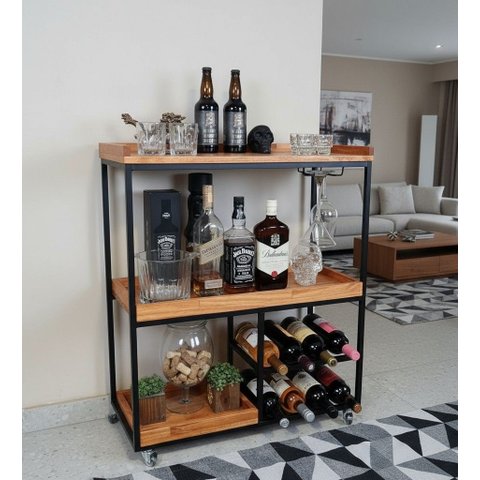 Carrinho Bar Multiuso Bebidas Adega Decorativa com Rodizio
