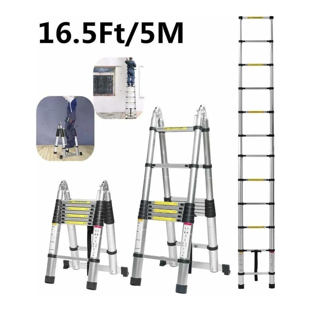 Escada Telescópica Dupla 16 Degraus 5m Alumínio - 2