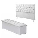 Ver imagem 1 de Cabeceira Mais Calçadeira Baú Queen 160cm Para Cama Box Branco