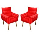 Ver imagem 1 de Kit 2 Poltronas Decorativas Cuba Suede Vermelho MV Estofados