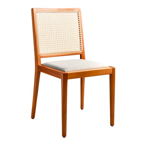 Cadeira para Mesa de Jantar Zoe 45cm Madeira Maciça | Linho Off White - Sallar Home