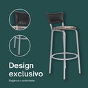Ver imagem 4 de Kit 3 Banquetas Alta Banco para Balcão Junco Preto Àrea Gourmet Ilha Bancada bares Churrasqueira