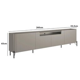 Rack para Sala 260cm com 4 Portas Brise Pés Metal 100% Mdf Cor:grigio com Preto - 2