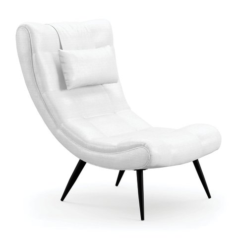 Poltrona Decorativa Para Sala de Estar com Almofada e Pés Palito Lord Facto Dunas Branco - Ibiza