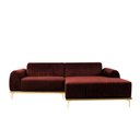 Ver imagem 2 de Sofá Euro 3 Lugares Bipartido Base em Madeira com Chaise Lado Esquerdo 245cm Veludo Vinho G15 - Gran