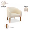 Ver imagem 3 de Poltrona Sala Decorativa Kit 2 Stella Pé Madeira Trapézio Castanho Linho Bege D03 - D’Rossi