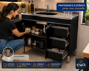 Ver imagem 4 de Gabinete de Cozinha MDP 0,94 m Castanho e Preto Contemporâneo:Preto/Preto