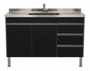 Ver imagem 1 de Gabinete de Cozinha MDP 0,94 m Castanho e Preto Contemporâneo:Preto/Preto