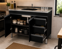 Ver imagem 2 de Gabinete de Cozinha MDP 0,94 m Castanho e Preto Contemporâneo:Preto/Preto