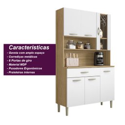 Armário de Cozinha Compacta 6 Portas 1 Gaveta Golden - Freijó/supremo - 6