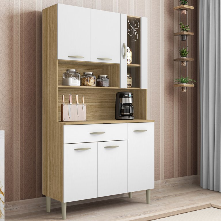 Armário de Cozinha Compacta 6 Portas 1 Gaveta Golden - Freijó/supremo