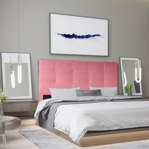 Cabeceira Casal 1,95m Roma Suede Rosa Dal Poz Estofados