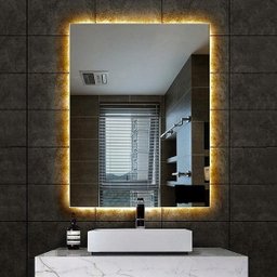 Espelho lapidado bisotê Iluminado com LED Quente 50x60cm TOUCH - 1